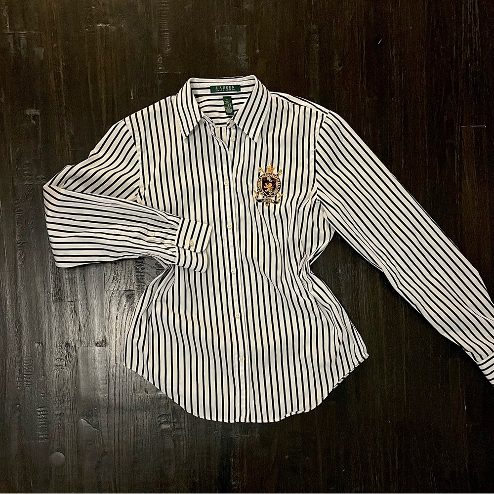 Lauren Ralph Lauren Striped Button-Up Shirt - Size S